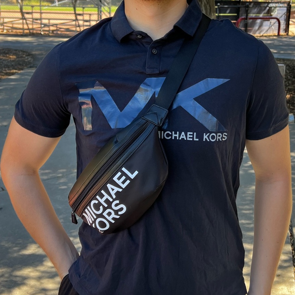 MICHAEL KORS MEN SIGNATURE LOGO POLO SHIRT TENNIS RUGBY NAVY BLUE MK CASUAL JOCK